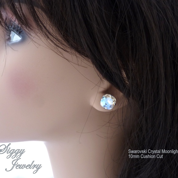 Swarovski Crystal Moonlight Earrings, 10mm Studs - Picture 4 of 7